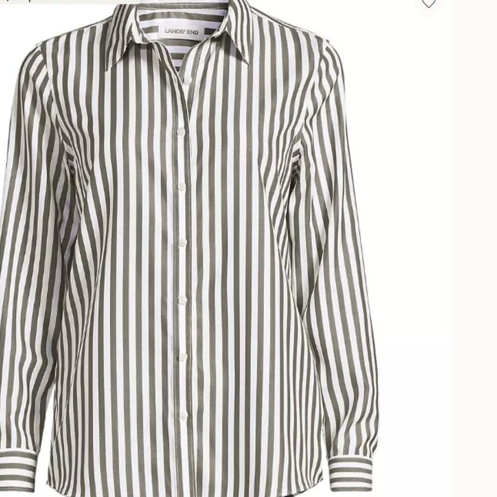 Women's Land's End No Iron Button Front Shirt | Size M